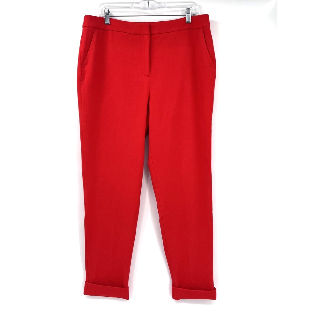 BODEN Women's 12R Scarlet Red NWT Flat-Front Tapered-Leg Cuffed-Hem Dress Pants
